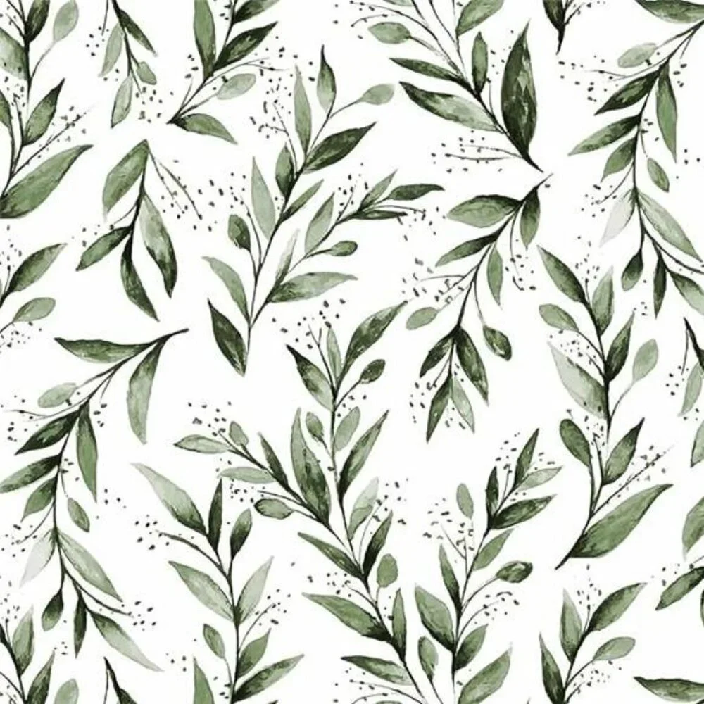 Leaf Peel and Stick Wallpaper Green Olive Branch Vinyl Modern Farmhouse Decor